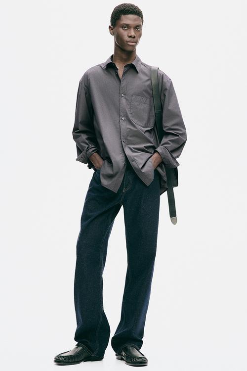 H&M Atelier: Relaxed fit poplin shirt - dark grey