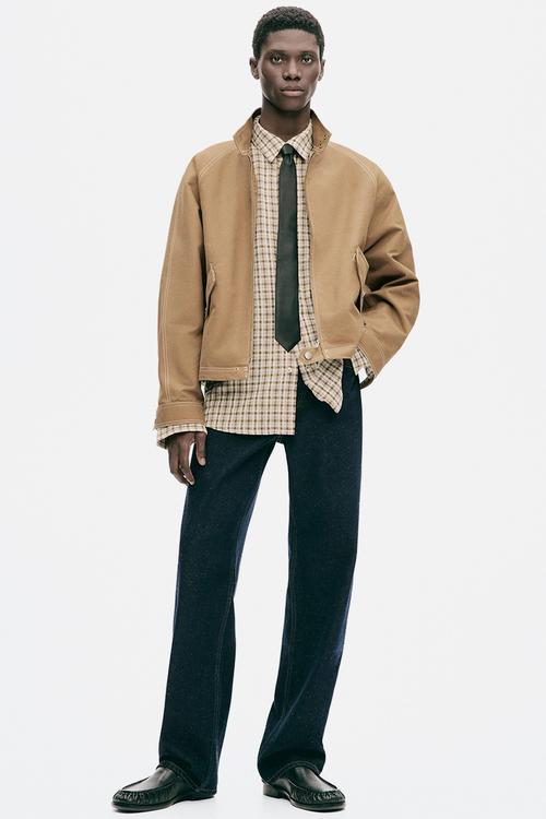 H&M Atelier: Cotton workwear jacket - dark beige