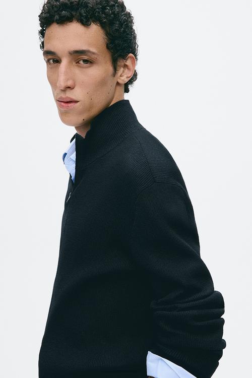 H&M Atelier: Slim fit zip-through cardigan - navy blue