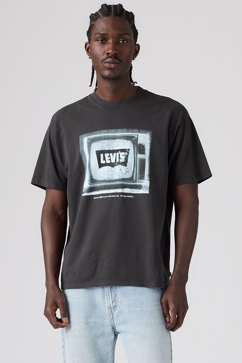 VINTAGE FIT GRAPHIC TEE - 87373-0441 BLURRED BW TV PHANTOM