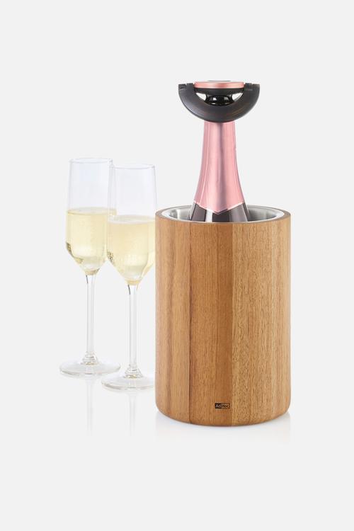Adhoc Vine Wine and champagne cooler Acacia and Stainless Steel
