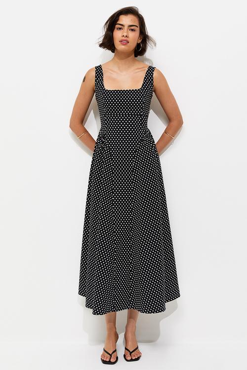 Ex spt beng sq nck seam midi - black spot