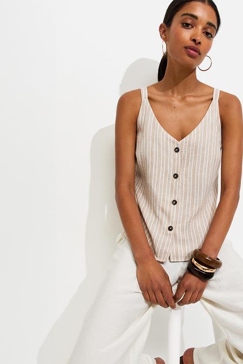 Stripe alison btn cami - cream