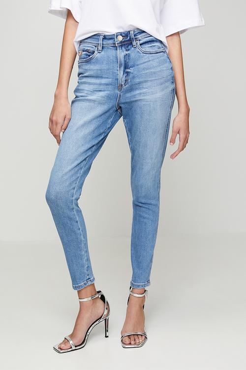 Ladies zoe contour curvy mid wash skinny - mid blue
