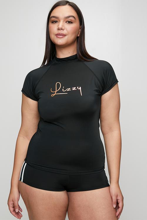 Plus ladies ss rashie - black