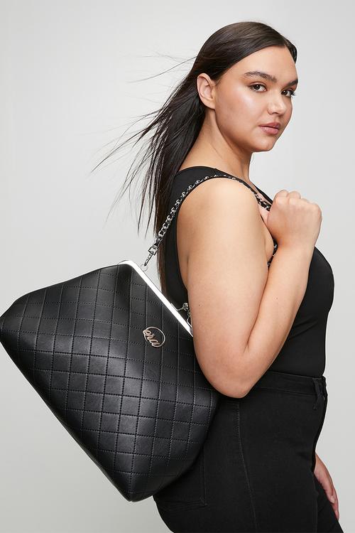 Oversized Kisslock Bag - Black