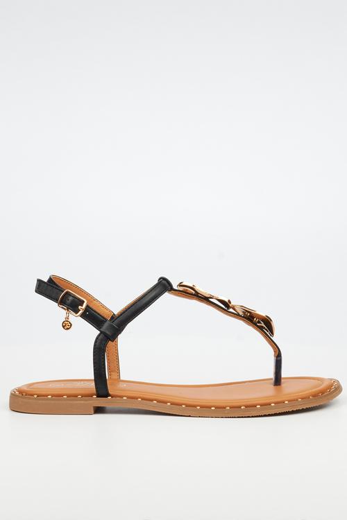 Alia 5 classic gold trim sandal - black