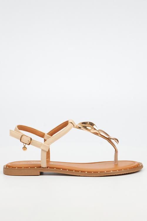 Alia 5 classic gold trim sandal - natural