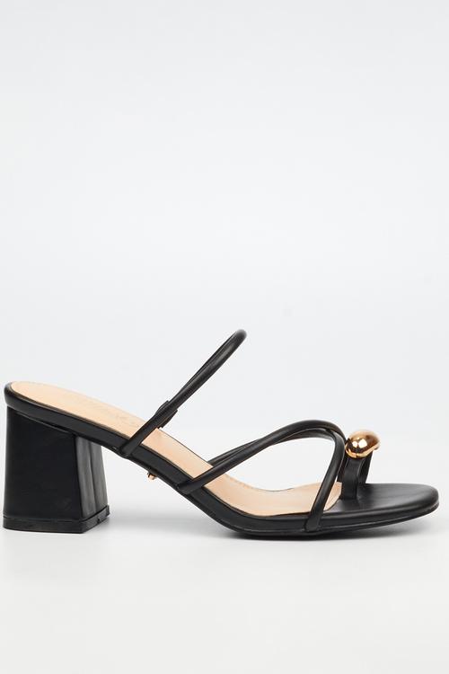 Bardot 10 strappy block heel - black
