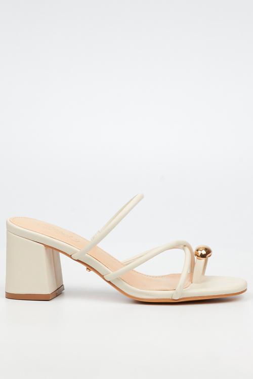 Bardot 10 strappy block heel - ivory