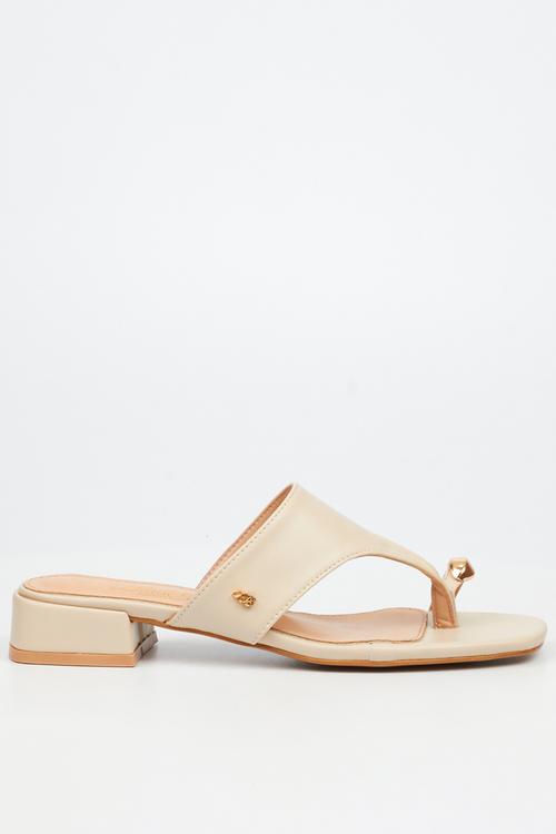 Joanna 1 gold trim low block heel - natural
