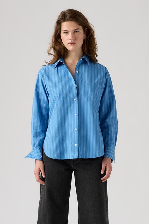 Harlie Boyfriend Shirt - Telma Stripe Parisian Blue Poplin