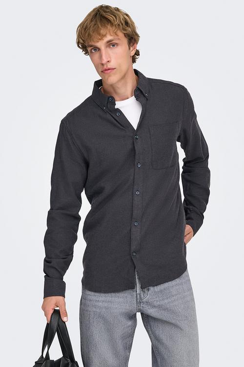 Gudmund Slim 1Pkt Solid Shirt Noos - Black