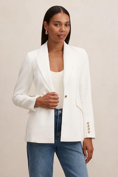 Trixie gold button blazer - porcelain
