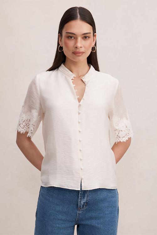 Ana lace detail blouse - cream