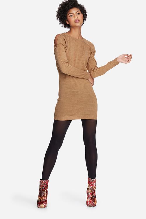 Cold shoulder knit dress