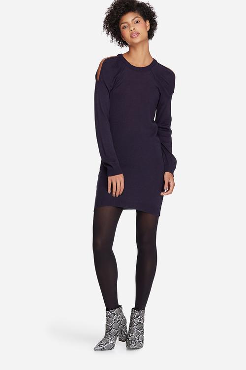 Cold shoulder knit dress