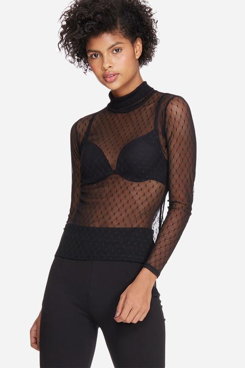Dobby mesh turtle neck