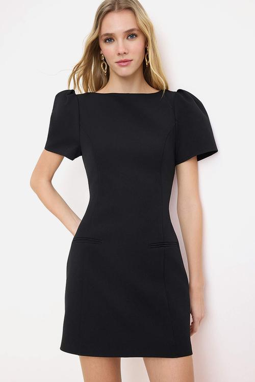 Pocket Detail Mini Dress - Black