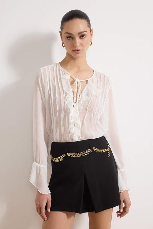 Mini Shorts with Chain Belt Detail - Black
