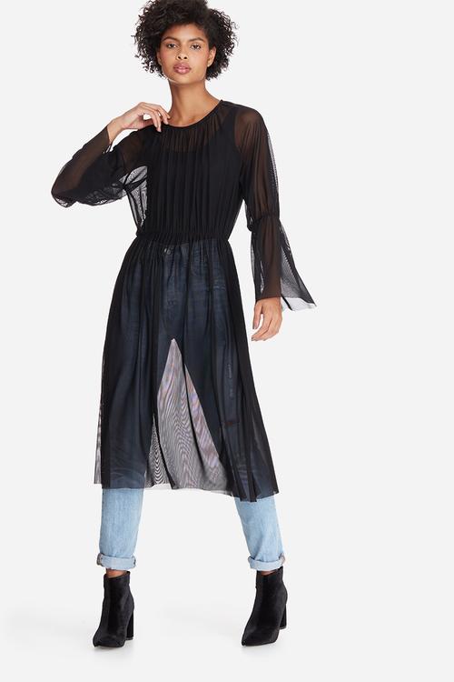 Mesh raglan bell sleeve top