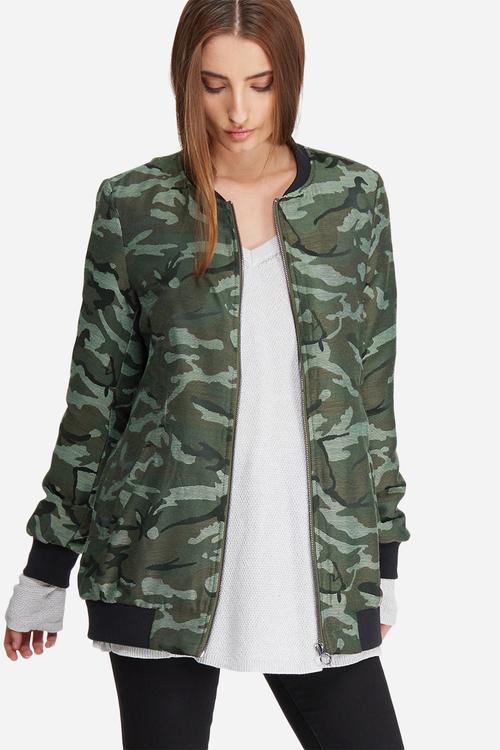Joyce camo jacquard bomber