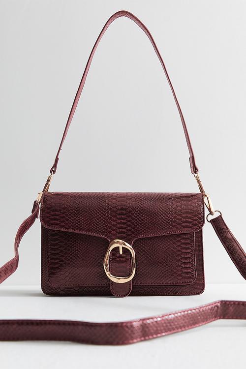 Alice Buckle Snake Shoulder  - Dark Burgundy