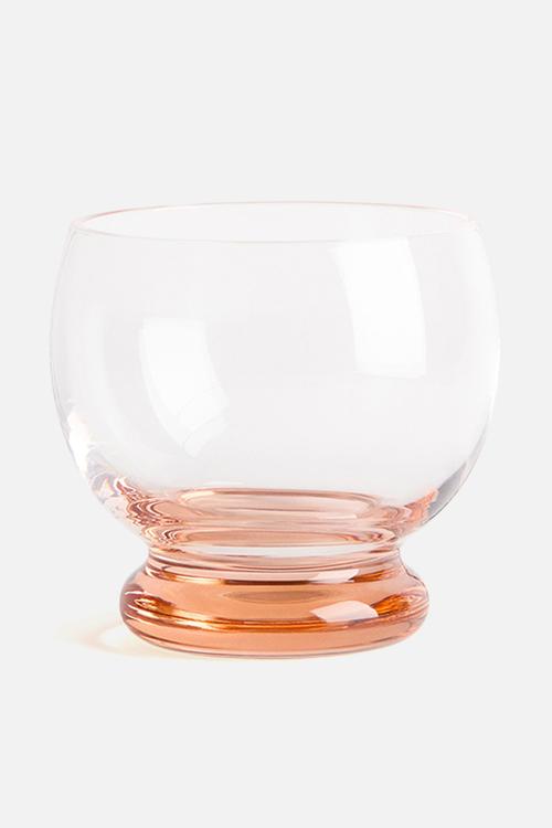 Mouth-blown tumbler glass - transparent/pink