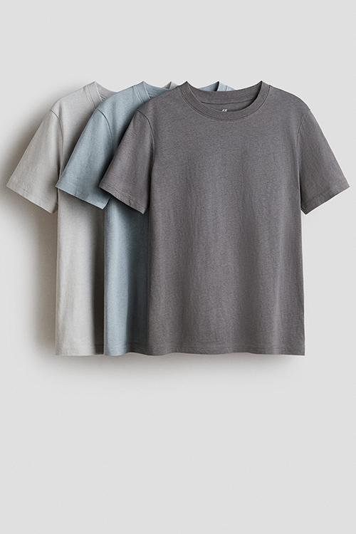 3-pack t-shirts - dark grey/dusty blue