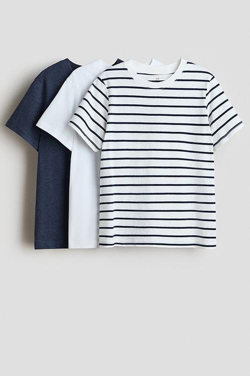 3-pack t-shirts - dark blue/striped