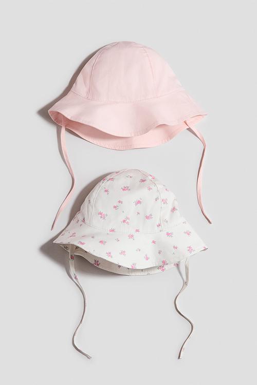 2-pack cotton sun hats - light pink/floral