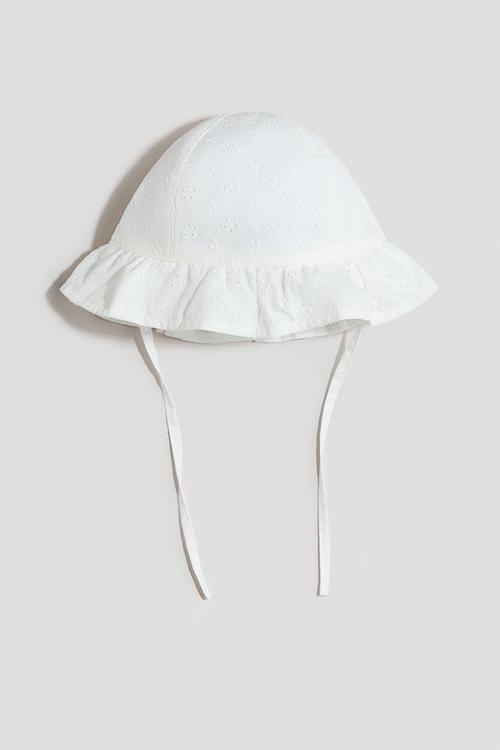 Broderie anglaise cotton sun hat - white