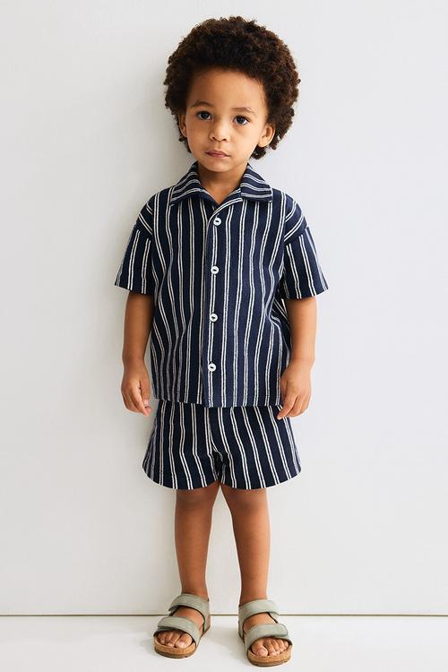 2-piece cotton jersey set - navy blue/striped