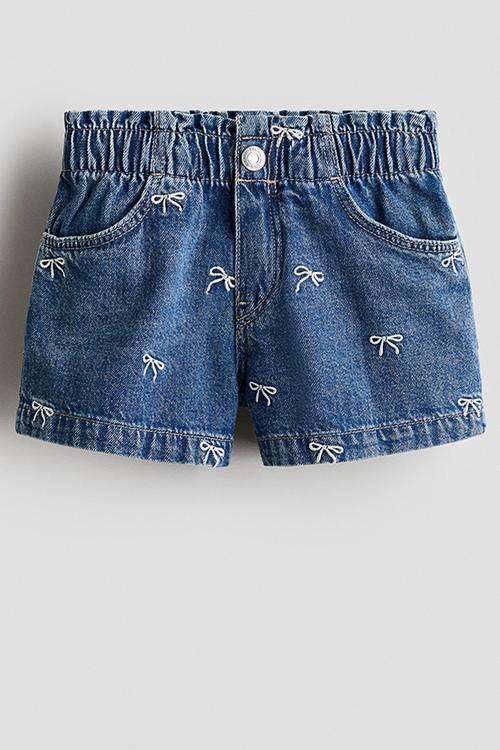 Embroidered denim shorts - denim blue