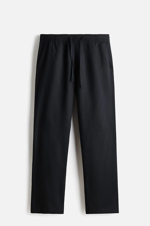 Relaxed fit lyocell trousers - black