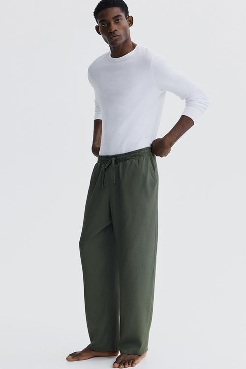 Relaxed fit lyocell trousers - khaki green