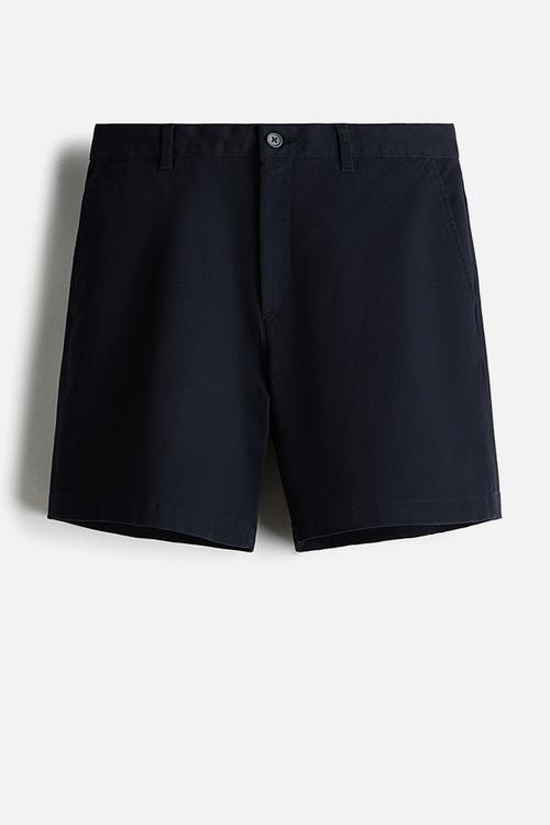Regular fit cotton chino shorts - navy blue