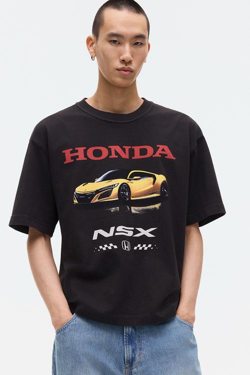Loose fit printed t-shirt - black/honda