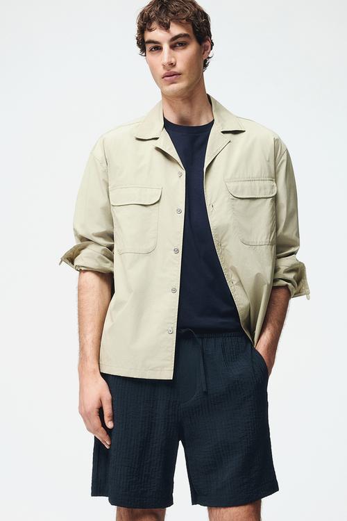 Relaxed fit textured shorts - black