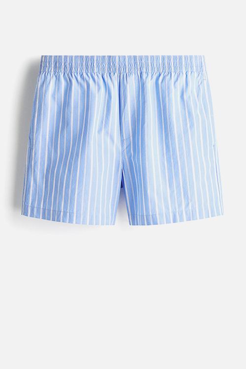 Regular fit cotton shorts - light blue/striped