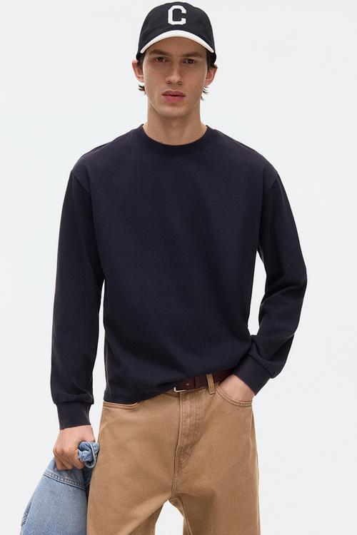 Loose fit printed long-sleeved top - navy blue/sports archives