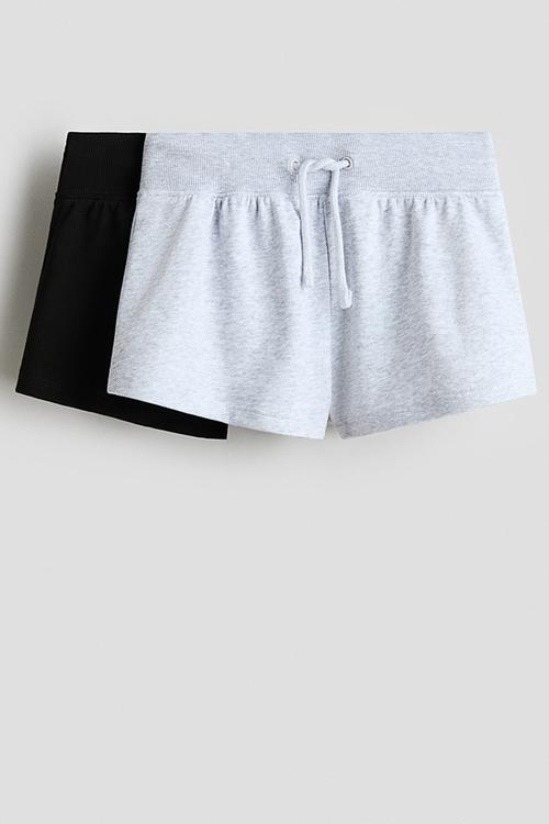 2-pack sweatshorts - light grey marl/black