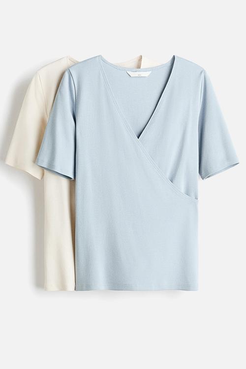 Mama 2-pack nursing tops - light blue/cream