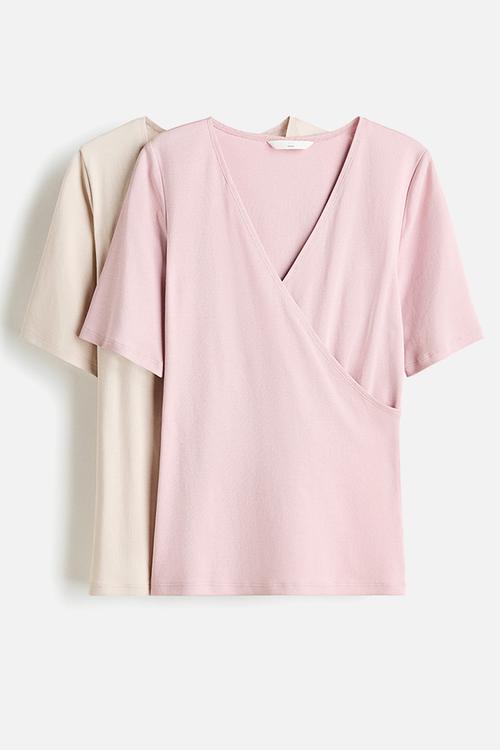 Mama 2-pack nursing tops - light pink/beige