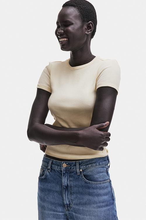 Ribbed T-shirt - light yellow