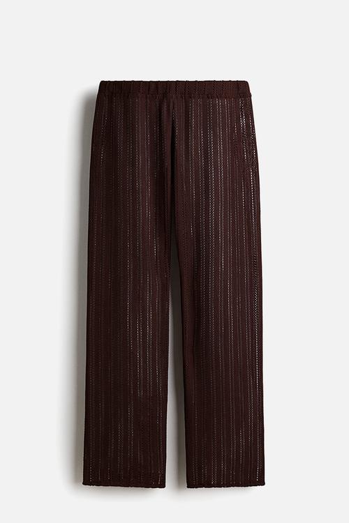 Pointelle-knit beach trousers - dark brown