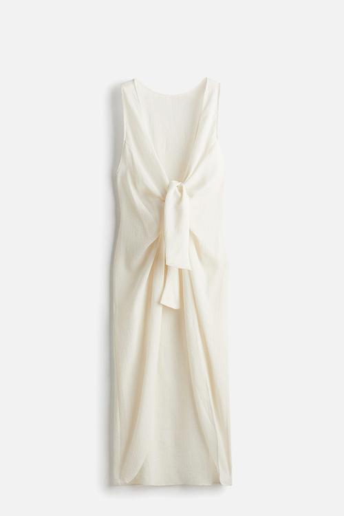 Tie-detail beach dress - white