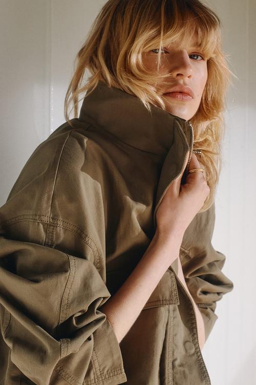 Oversized utility jacket - dusty khaki green