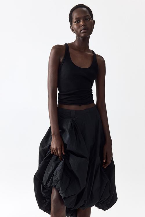 Balloon midi skirt - black