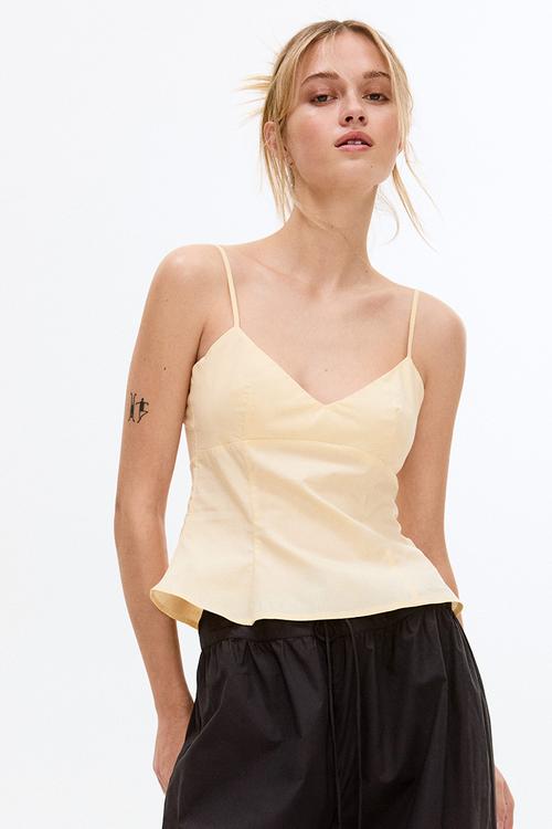 Peplum strappy top - light yellow